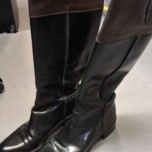 Black and Brown Leather Riding Boots